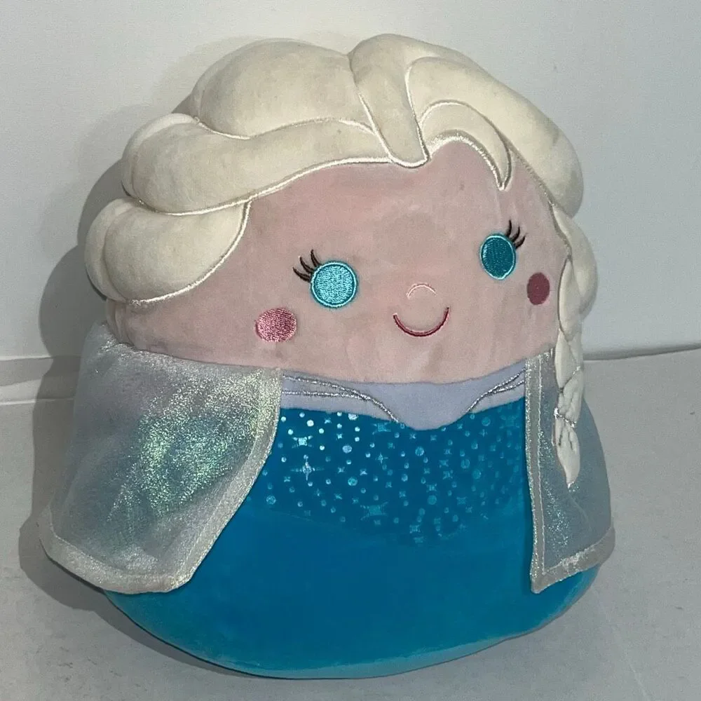 Disney Frozen Elsa‎ Squishmallows Plush Blue Silver Shimmer Cape Kellytoy 10-12
